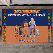 Load image into Gallery viewer, Custom Anime Family Doormat - Check Your Energy Doormat PopCulturePrints
