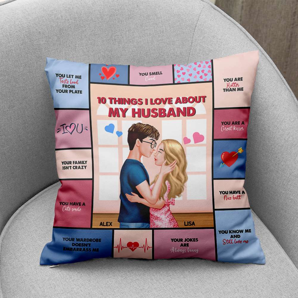 Personalized '10 Things I Love About My Husband' Pillow Pillow PopCulturePrints