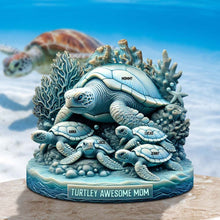 Load image into Gallery viewer, Turtley Awesome Mom - Personalized Wood Sign | Unique Gift for Mom and Grandma Wood Sign PopCulturePrints

