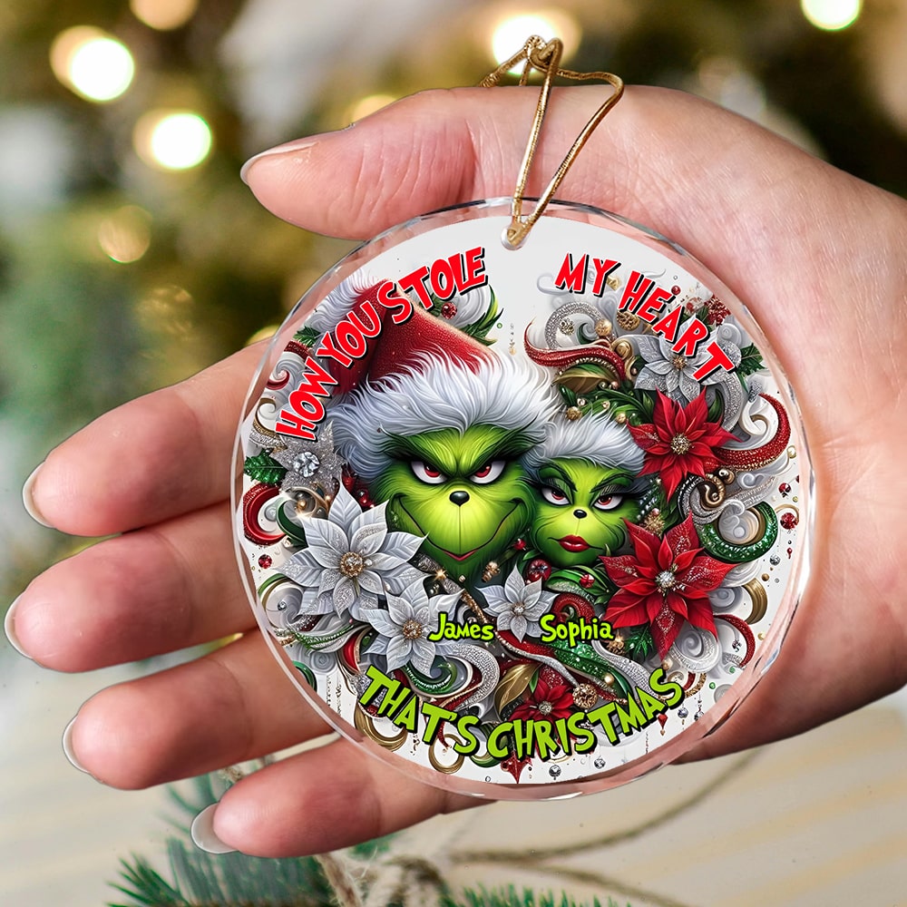 Personalized Grinch Christmas Ornament for Couples - Valentine's Day Gifts Ornament PopCulturePrints