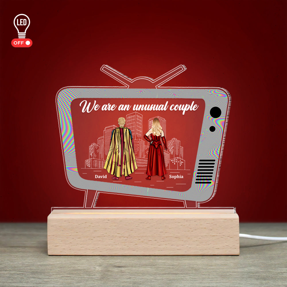 Custom 3D LED Light - Unusual Couple with Wooden Base | Valentine's Day Gifts Led Night Light PopCulturePrints