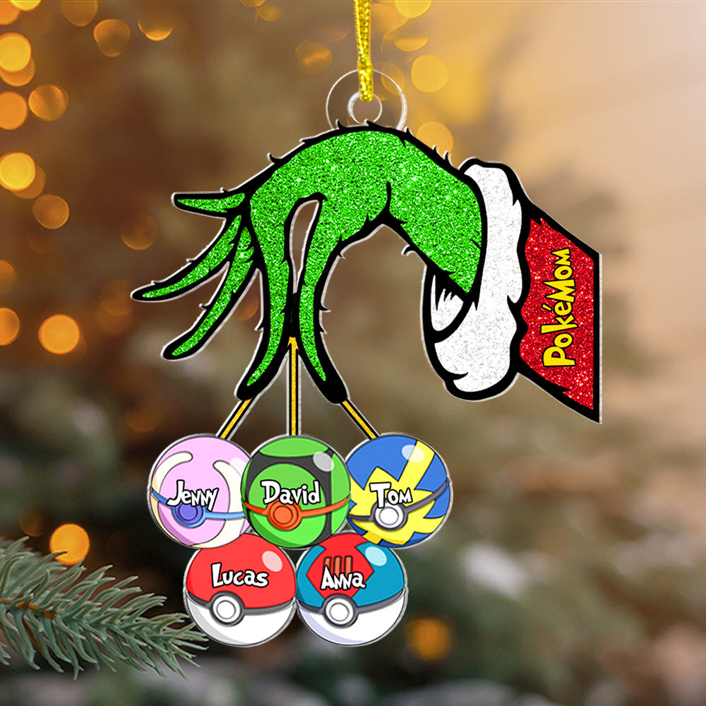 Custom Christmas Ornament - Festive Pokemon Ball Design for Mom Ornament PopCulturePrints