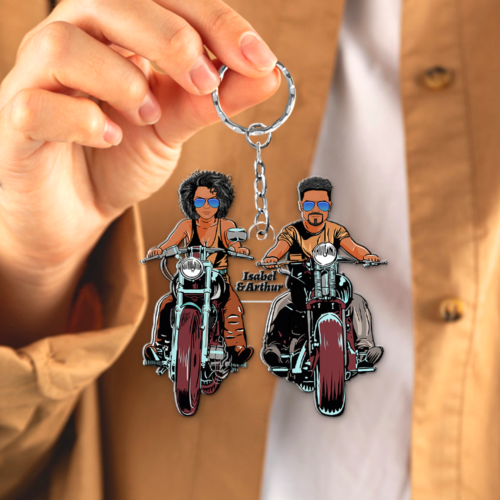Custom Couple Motocross Keychain - Perfect Gift for Bikers Keychains PopCulturePrints