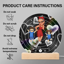 Load image into Gallery viewer, &quot;A Personalized Touch of Love - Turban Grandma Decorative Vinyl Record With Grandkids - Custom Gift for Grandma, Mom &amp; Kids&quot; 3D Led Light PopCulturePrints
