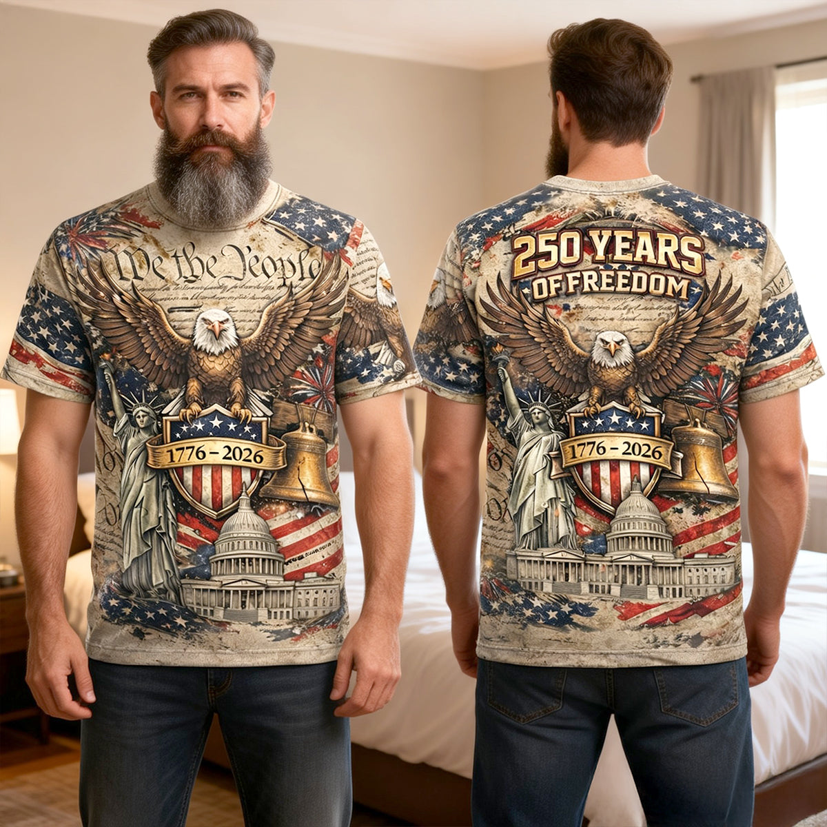 Celebrate Freedom: 250th Anniversary 3D Shirt – Personalized Gifts for Patriots AOP Products PopCulturePrints