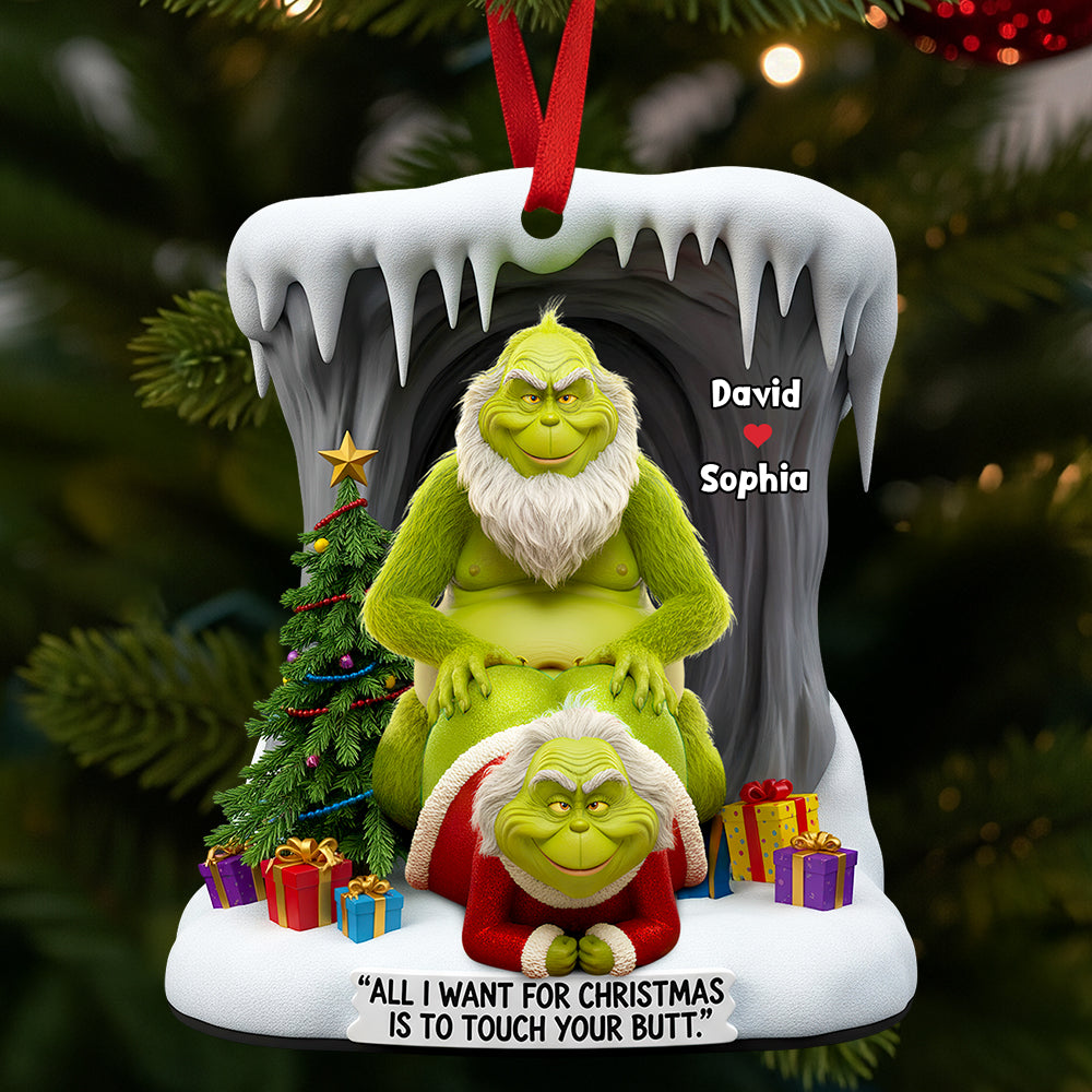 “All I Want for Christmas Is to Touch Your Butt” - Funny Old Couple Christmas Ornament - Personalized Gift for Couples Ornament PopCulturePrints