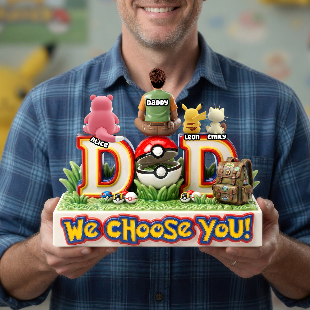 "We Choose You!" Adventure Dad & Kids Acrylic Plaque - Personalized Gift for Dad, Grandpa, & Kids Shaped Plaques PopCulturePrints