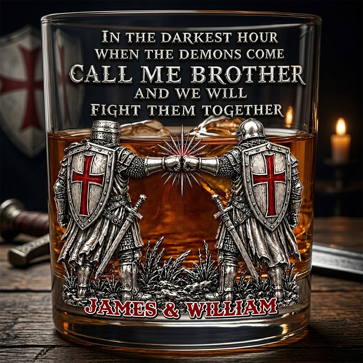 In the Darkest Hour, Call Me Brother - Personalized Round Glass for Brothers