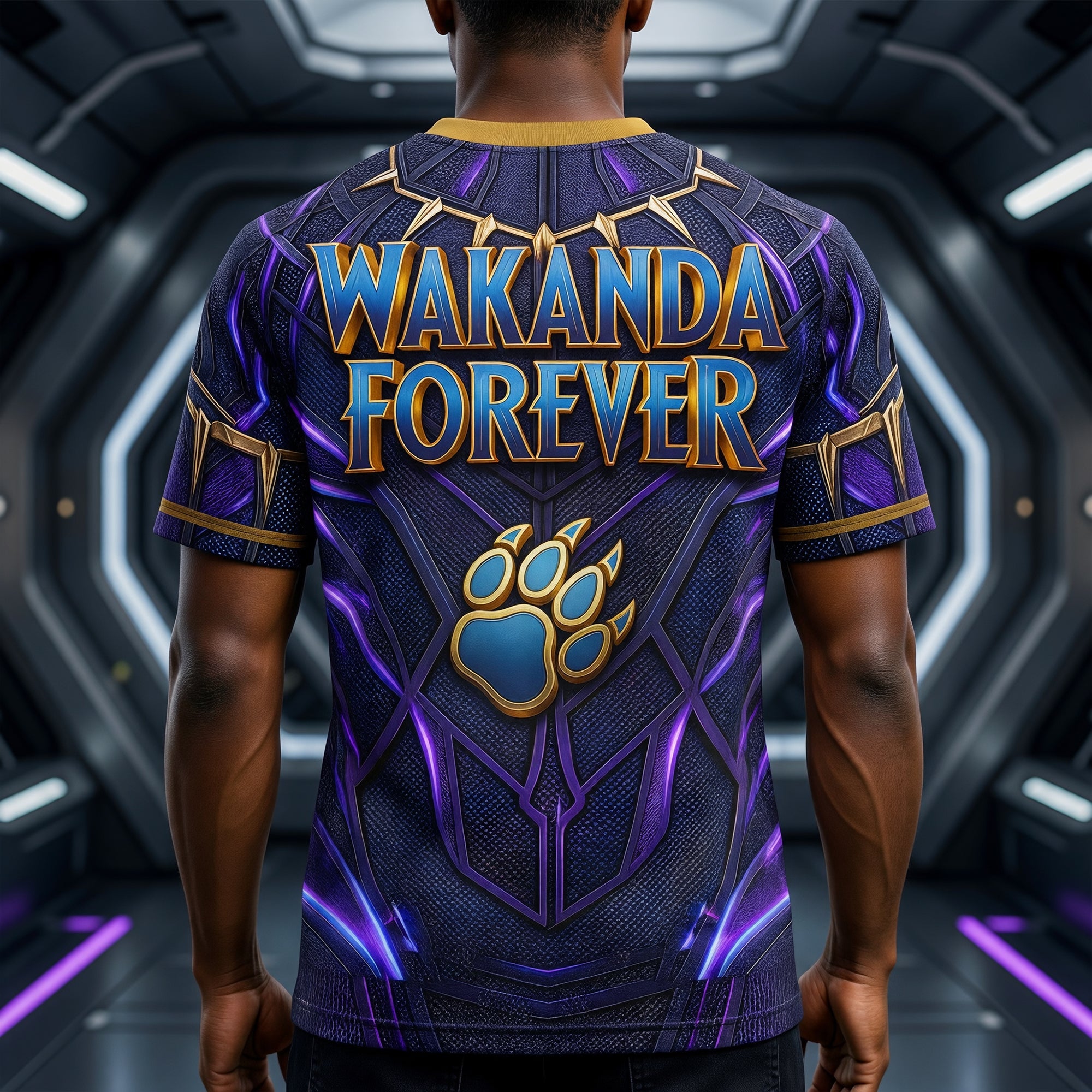 “A True Black Panther, A Loving Dad” - Personalized Predator Dad and Kids Shirt - Gift for Dad, Grandpa, and Family AOP Products PopCulturePrints