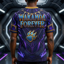 Load image into Gallery viewer, “A True Black Panther, A Loving Dad” - Personalized Predator Dad and Kids Shirt - Gift for Dad, Grandpa, and Family AOP Products PopCulturePrints
