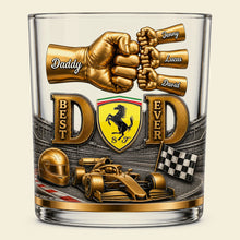 Load image into Gallery viewer, "Best Dad Ever: A Fist Bump of Love" - Personalized 11oz Round Glass for Speed Sport Fans - Ideal Gift for Dad, Grandpa, and More! Glass PopCulturePrints
