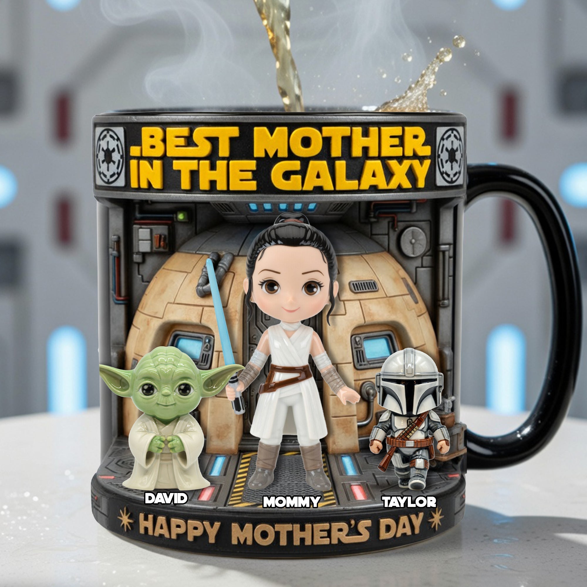 Best Mother in the Galaxy - Personalized Starlight Mom Magic Coffee Mug Coffee Mug PopCulturePrints
