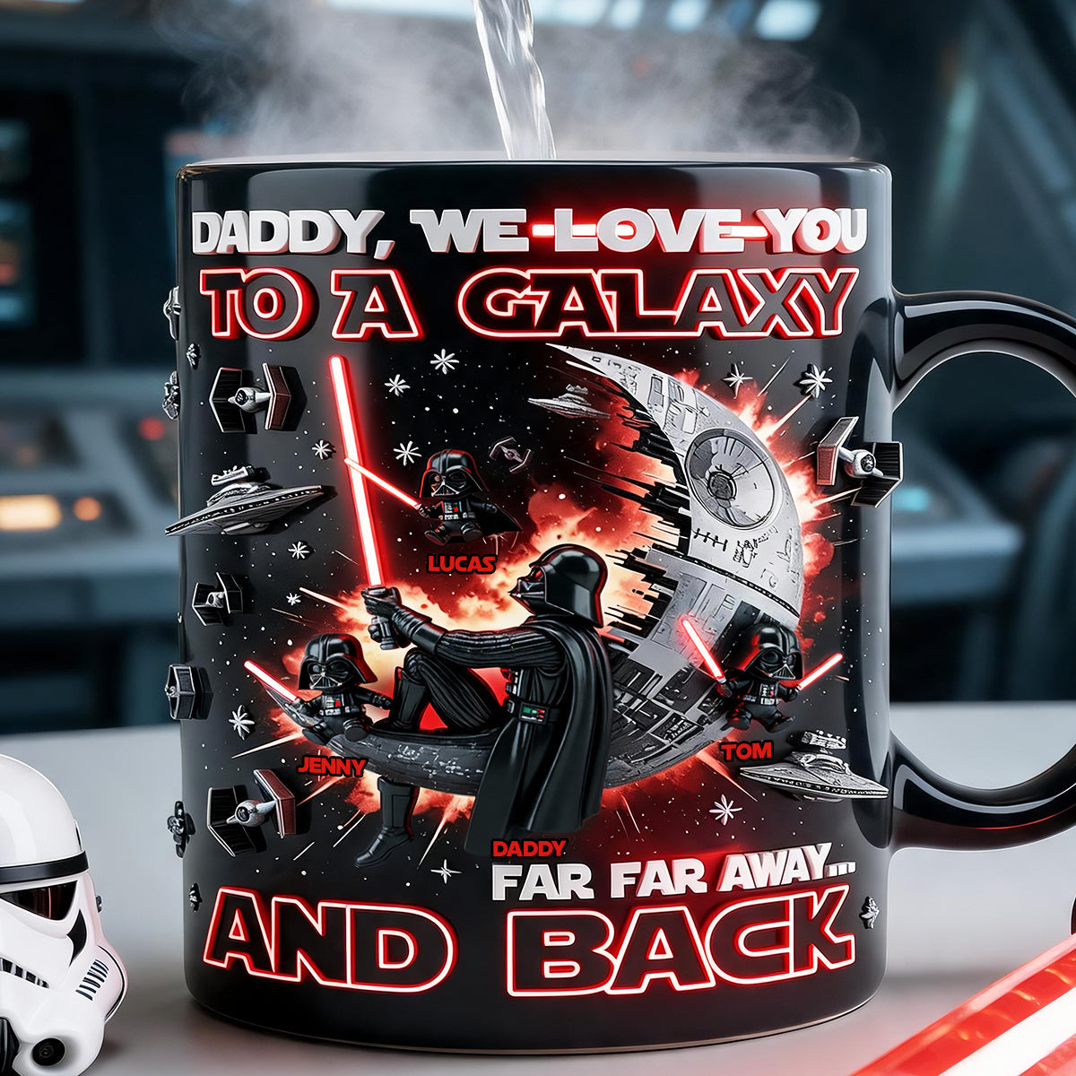 "Daddy, We Love You to a Galaxy Far Far Away" - Fun Dad On Moon Magic Mug | Personalized Gifts for Dads Coffee Mug PopCulturePrints