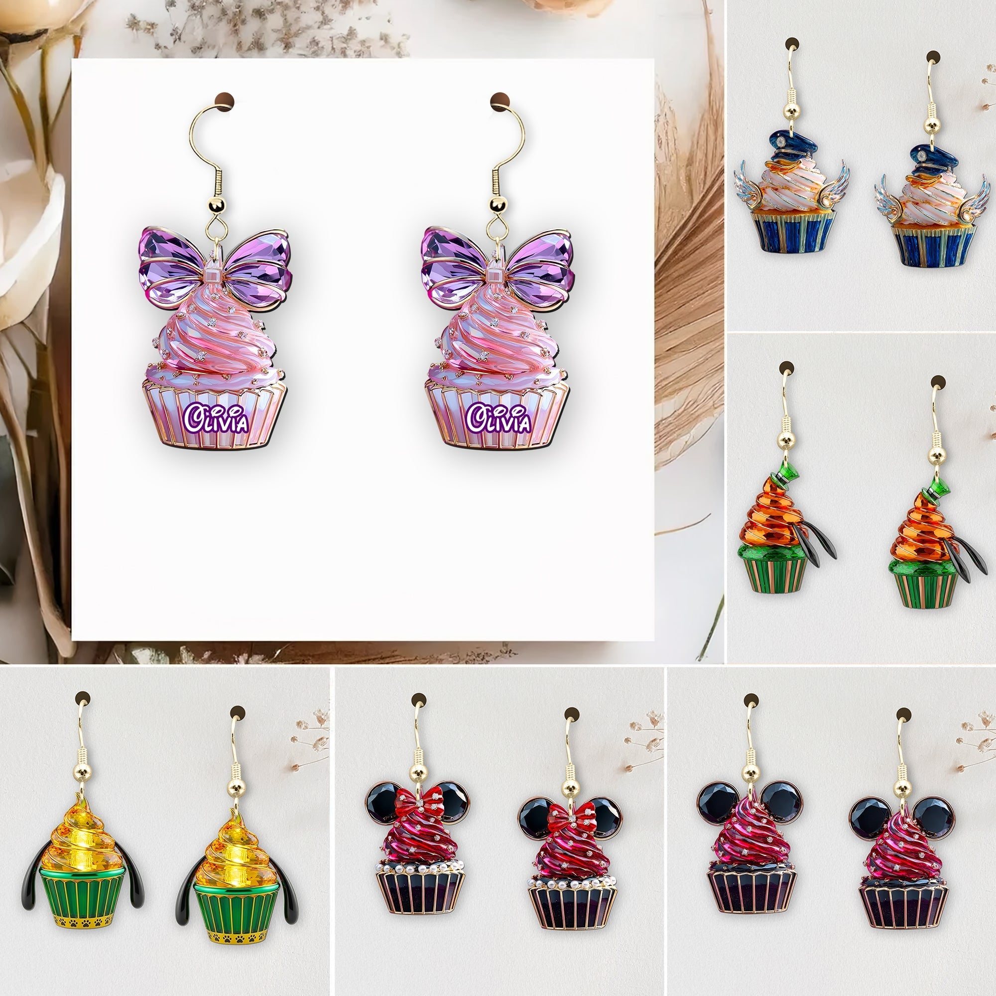 Cute Cupcakes Earrings - Personalized Gifts For Cartoon Lovers Earrings PopCulturePrints
