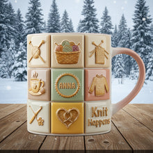 Load image into Gallery viewer, &quot;Knit Happens&quot; - Personalized Knitting Lovers Coffee Mug - Custom Gift for Crafters and Yarn Enthusiasts Coffee Mug PopCulturePrints
