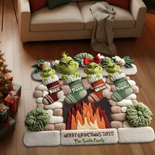 Load image into Gallery viewer, Merry Grinchmas Family Door Mat - Personalized Holiday Gift for Families Doormat PopCulturePrints
