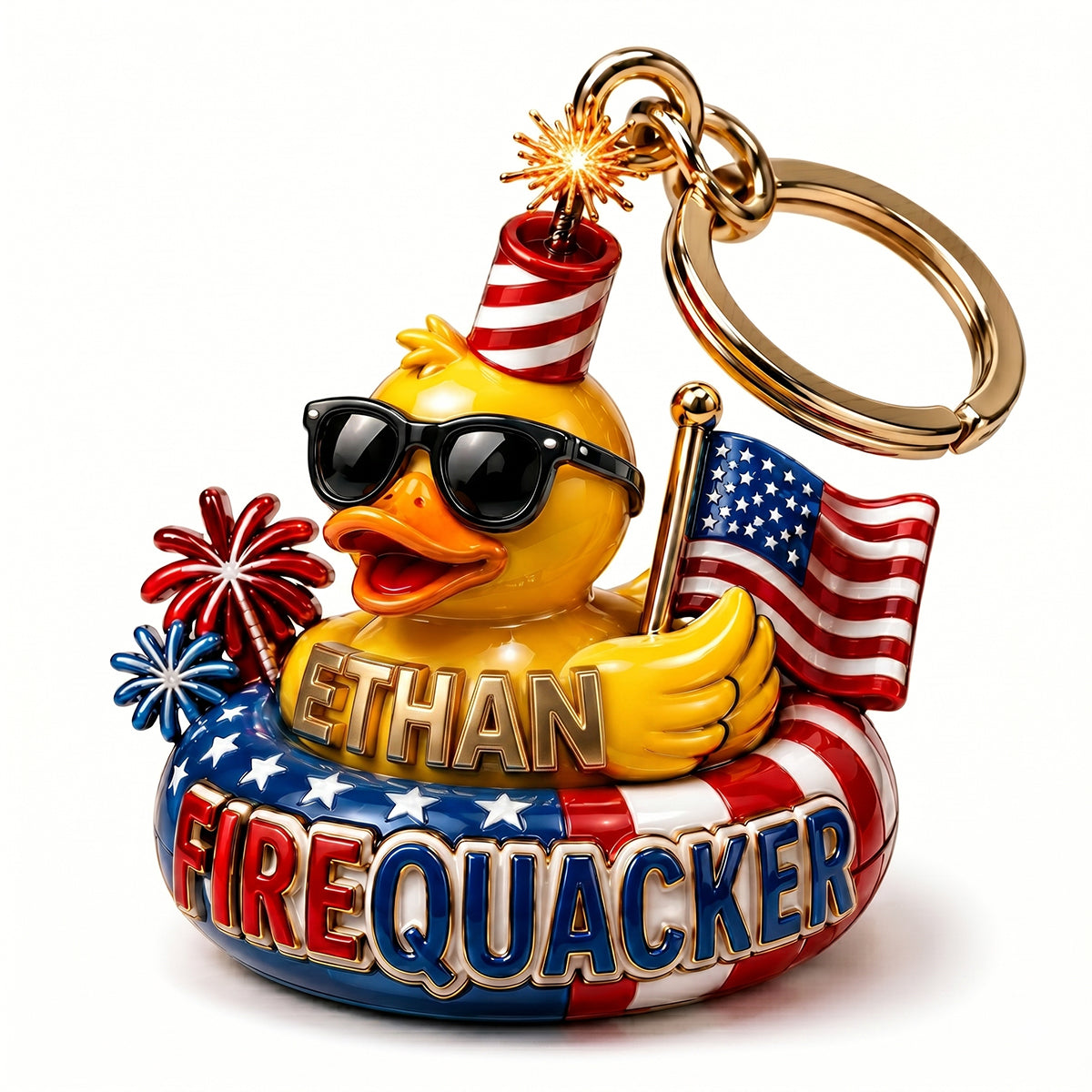 "Celebrate Freedom with Every Jingle!" - Personalized Keychain for Patriots - 4th of July Gift for Friends, Family, and Loved Ones