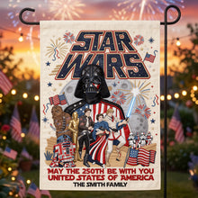Load image into Gallery viewer, “May the 250th Be With You” - USA 250th Anniversary Garden Flag - Personalized Gift for Star Wars Fans &amp; Patriotic Families Garden Flag PopCulturePrints
