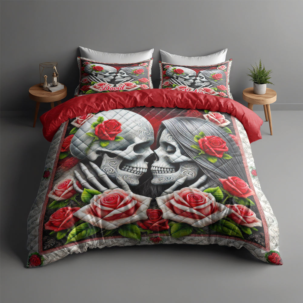 Personalized Skull Couple Quilt Bedding Set Blanket PopCulturePrints