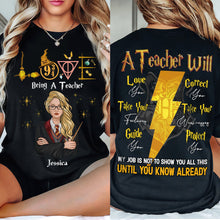 Load image into Gallery viewer, Personalized Harry Potter Themed Teacher T-shirt
