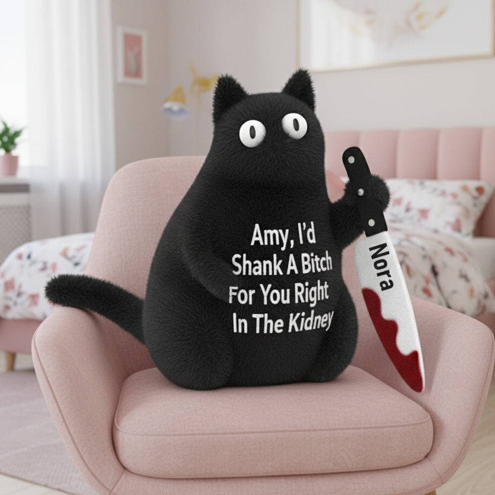 Personalized Funny Black Cat Pillow - Perfect Gift for Besties Pillow PopCulturePrints