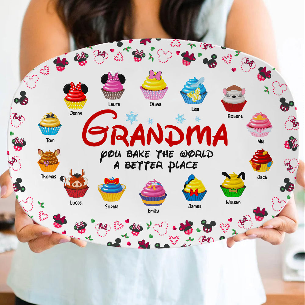 Personalized Grandma Cupcake Plate - You Bake The World a Better Place