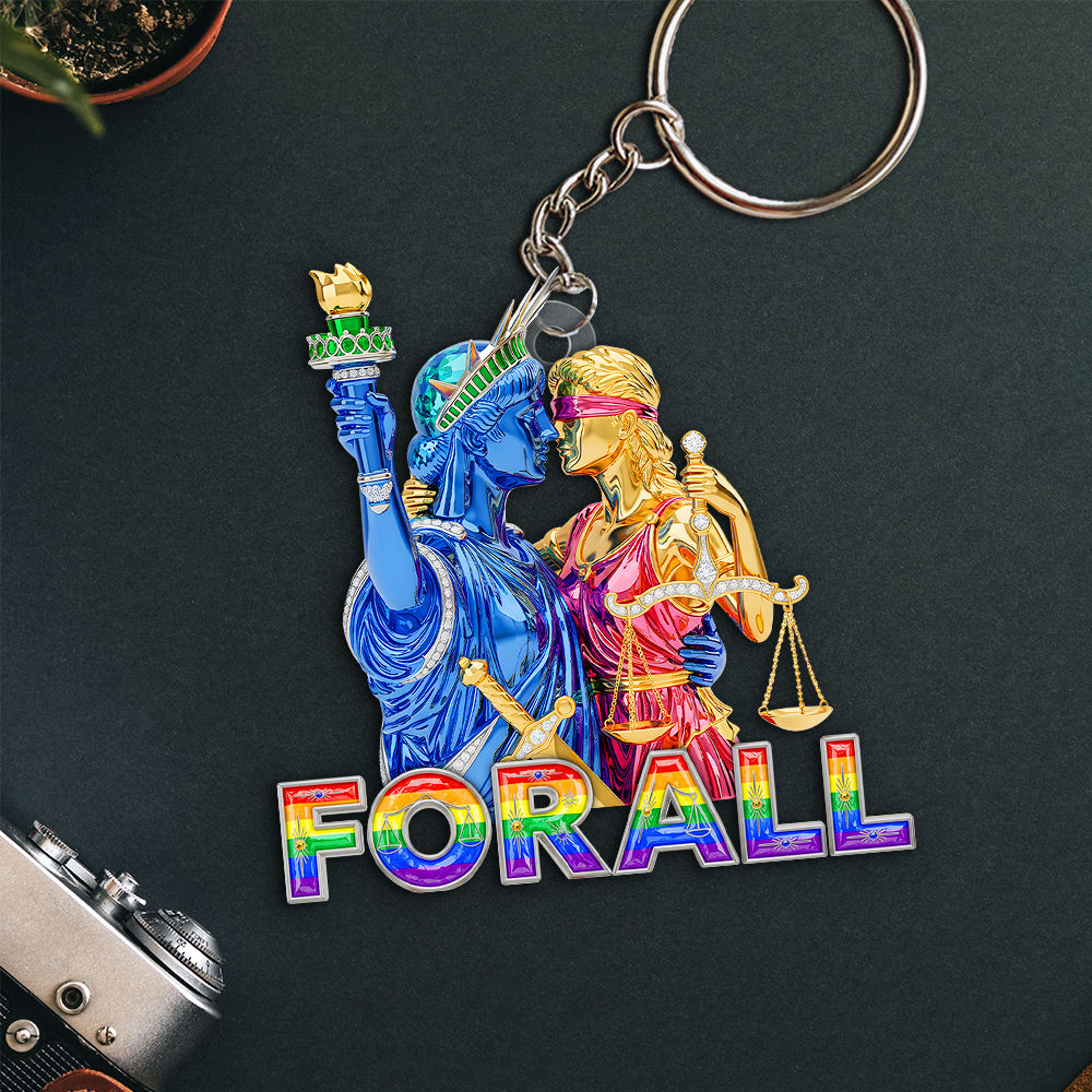 For All Love: Personalized LGBT Couple Statue Acrylic Keychain - A Meaningful Gift for Loved Ones Keychains PopCulturePrints