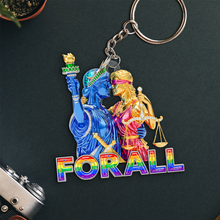 Load image into Gallery viewer, For All Love: Personalized LGBT Couple Statue Acrylic Keychain - A Meaningful Gift for Loved Ones Keychains PopCulturePrints

