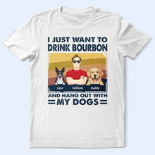 Load image into Gallery viewer, I Just Want to Drink Bourbon &amp; Hang Out with My Dogs - Personalized T-Shirt for Dog Lovers T-shirt PopCulturePrints
