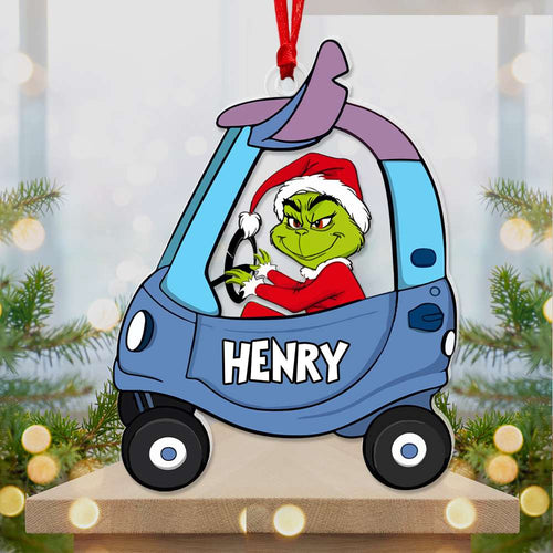 Personalized Grinch Driver Acrylic Ornament for Kids Ornament PopCulturePrints