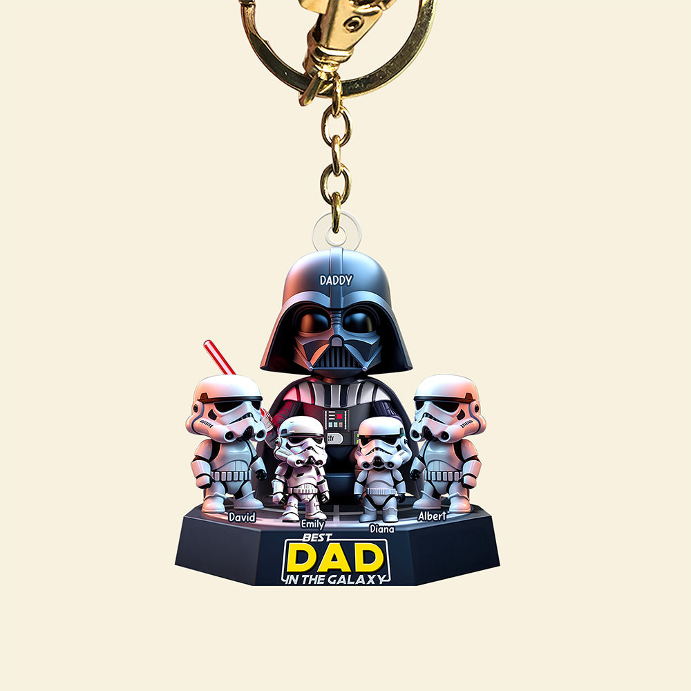"The Best Dad in the Galaxy - Personalized Galaxy Dad Keychain" - Unique Custom Gift for Dad, Grandpa, and More Keychains PopCulturePrints