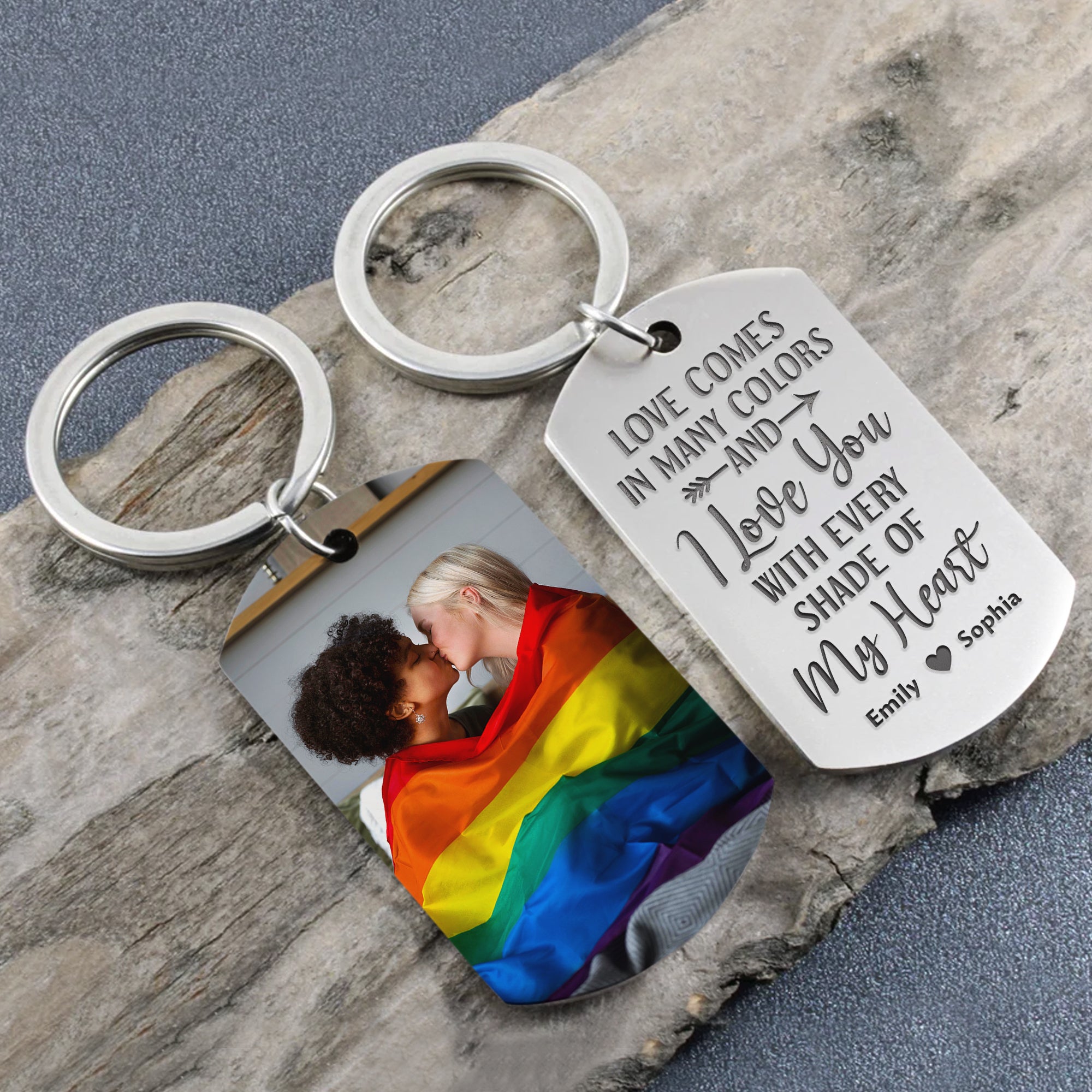 Personalized LGBTQ+ Couple Keychain - Custom Photo Gift Keychains PopCulturePrints