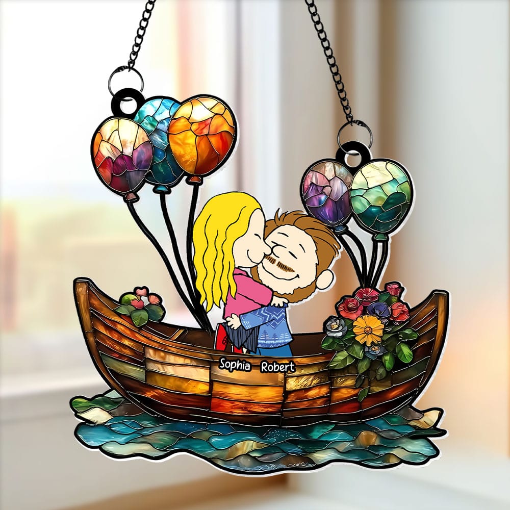 Personalized Suncatcher Ornament for Couples - Custom Name & Design Suncatcher PopCulturePrints
