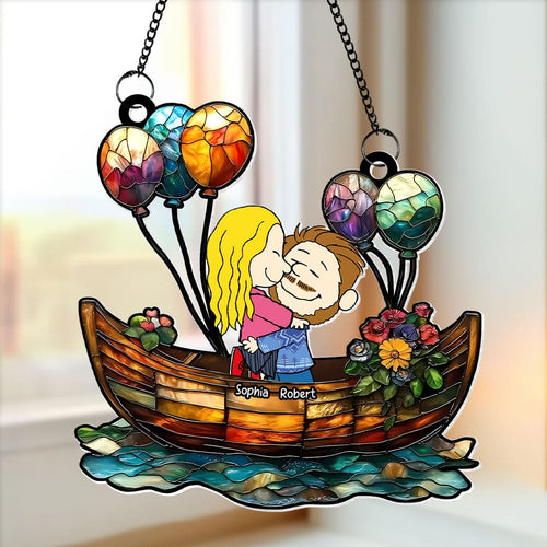 Personalized Suncatcher Ornament for Couples - Custom Name & Design Suncatcher PopCulturePrints