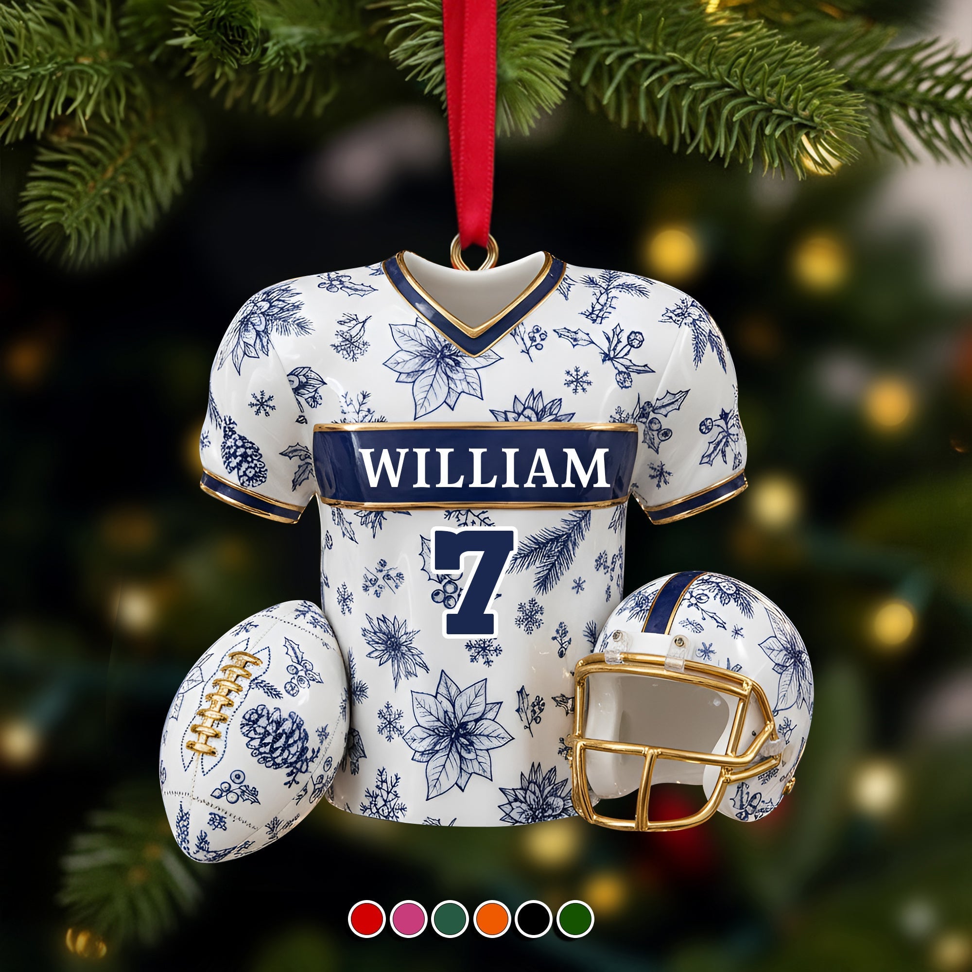 "Celebrate the Season with a Touch of Personalization!" - Personalized Christmas Festive Jersey Ornament - Unique Holiday Gift for Family, Friends, and Sports Lovers Ornament PopCulturePrints