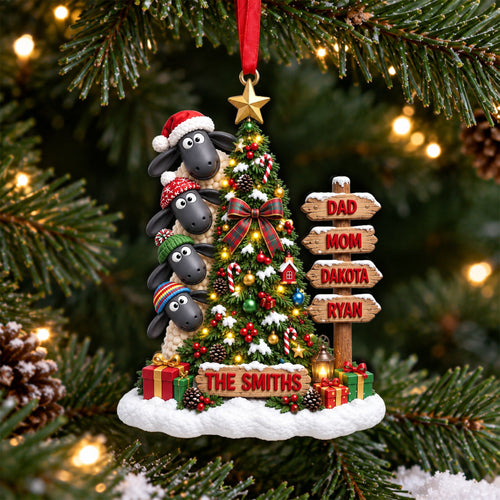 “Celebrate Family Joy with Our Lovely Sheep Family Ornament” - Personalized Christmas Gift for Family Ornament PopCulturePrints