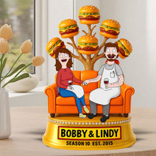 Load image into Gallery viewer, “Love is Like a Burger, It Gets Better Together” - Personalized Burger Couple Acrylic Plaque Gift for Couples, Friends, and Food Lovers Shaped Plaques PopCulturePrints
