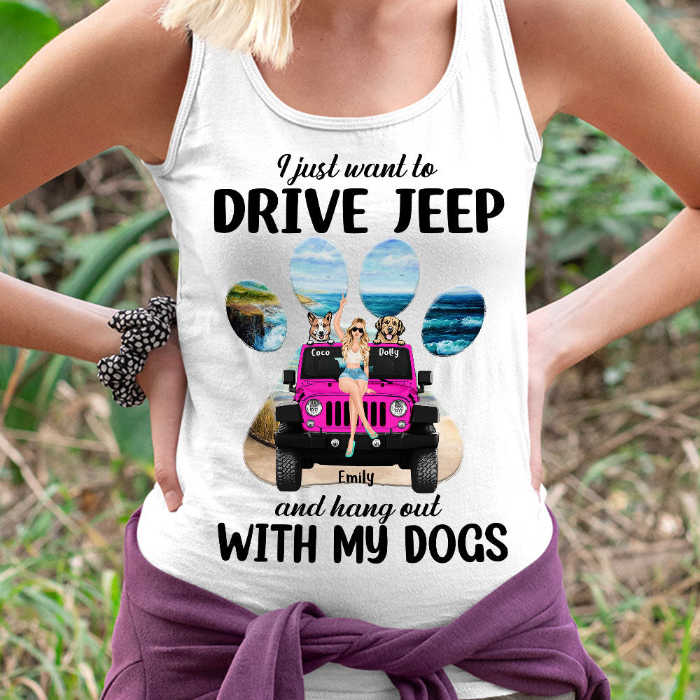 Personalized Tank Top - Drive Jeep and Hang Out with My Dogs