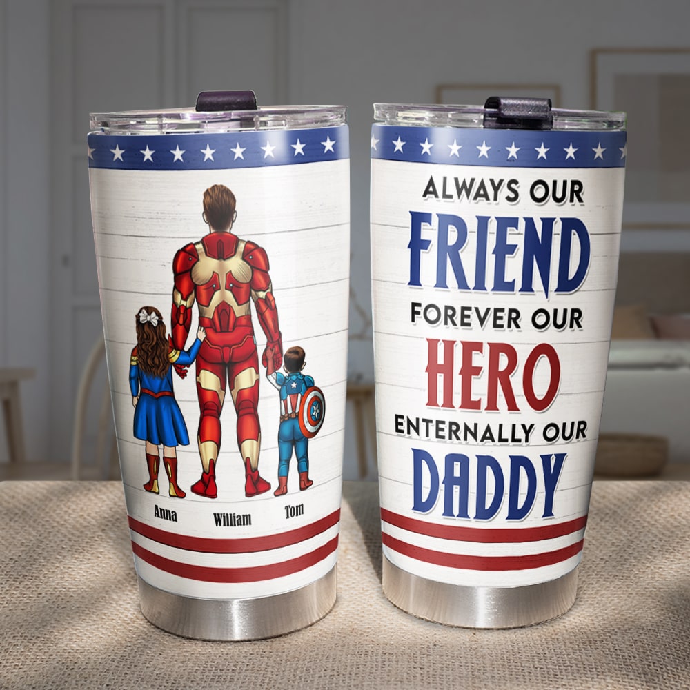 Personalized Superhero Dad Tumbler - Best Dad Ever Gift Tumbler Cup PopCulturePrints
