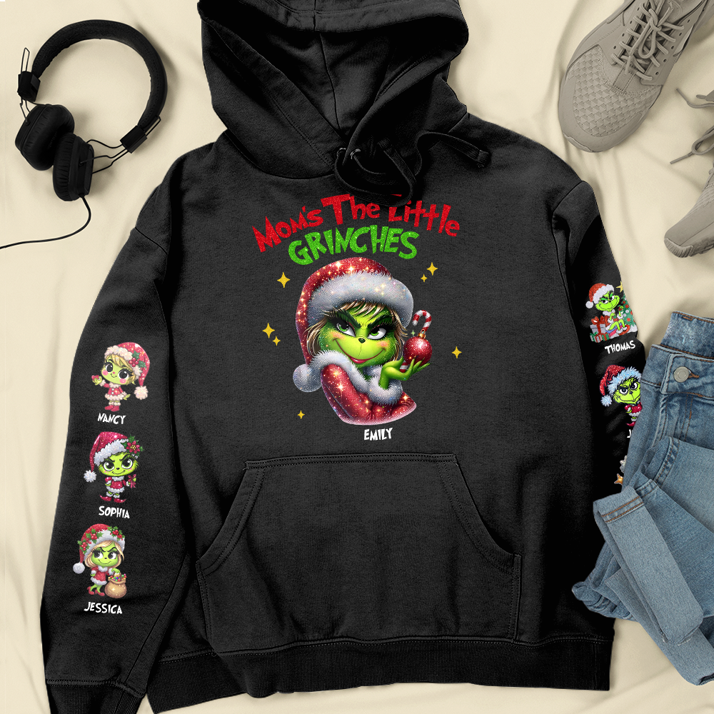 Personalized Little Grinches Christmas Hoodie for Mom