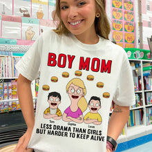 Load image into Gallery viewer, Less Drama, More Fun - Personalized Boy Mom T-Shirt | Perfect Gift for Moms and Grandmas Shirts PopCulturePrints
