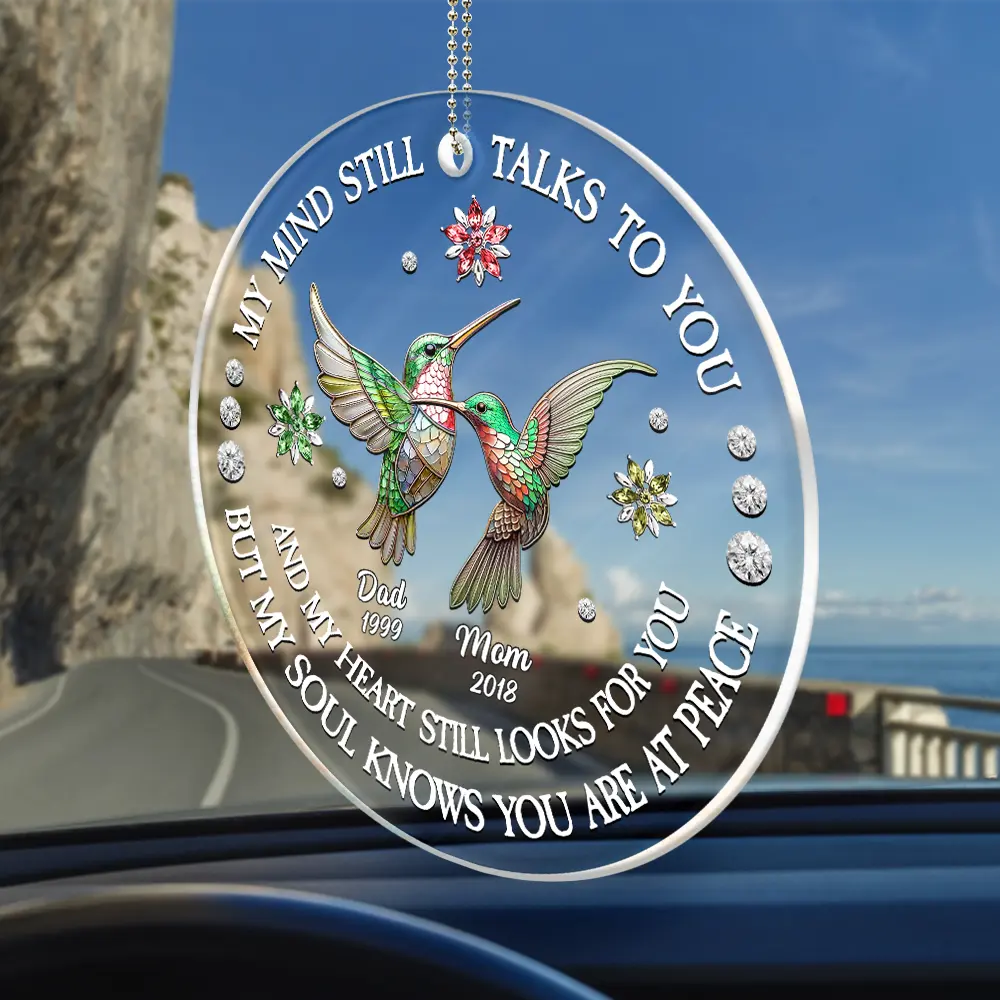 My Soul Knows You Are At Peace - Personalized Memorial Gemstone Car Hanger Acrylic Car Hanger PopCulturePrints