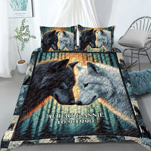 Load image into Gallery viewer, Personalized Wolf Couple Quilt Bed Set Blanket PopCulturePrints
