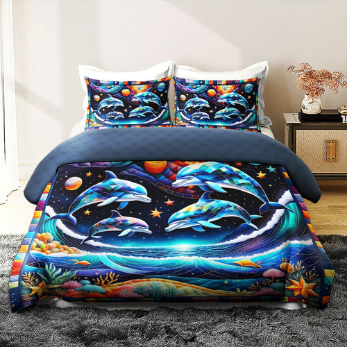 Oceanic Dreams Dolphin Lovers Quilt Bed Set Blanket PopCulturePrints