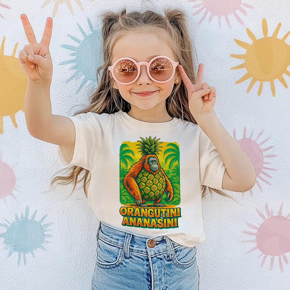 “Orangutini Ananasini: A Fun Twist on Jungle Vibes” - Custom Tee for Kids - Personalized Gift for Birthdays, Holidays, and Special Occasions Shirts PopCulturePrints
