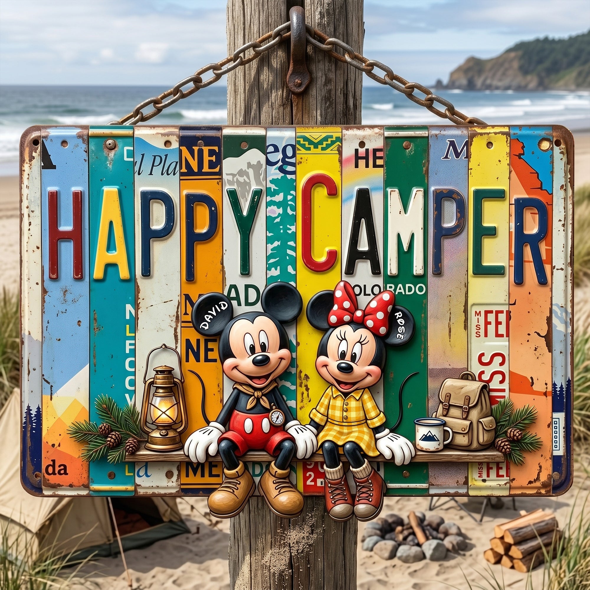 Happy Camper Metal Sign - Personalized Gifts for Couples
