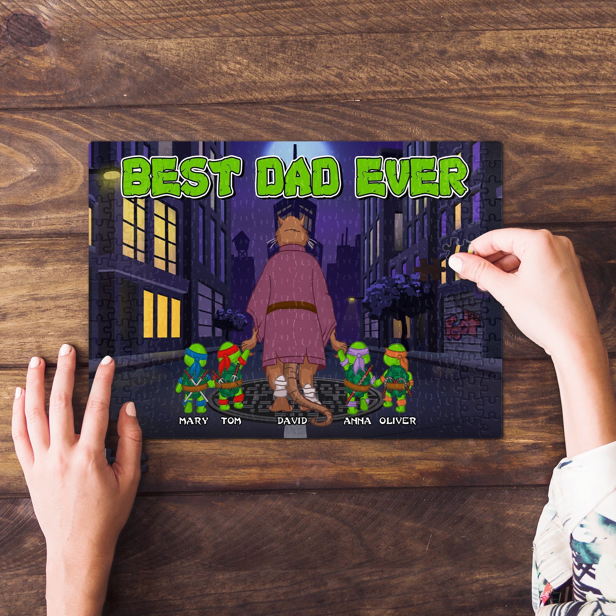 Best Dad Ever Personalized Jigsaw Puzzle - Ninja Theme