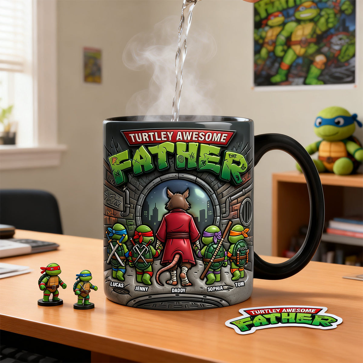 Just Turtley Awesome - Personalized Magic Ceramic Coffee Mug for Dads Coffee Mug PopCulturePrints