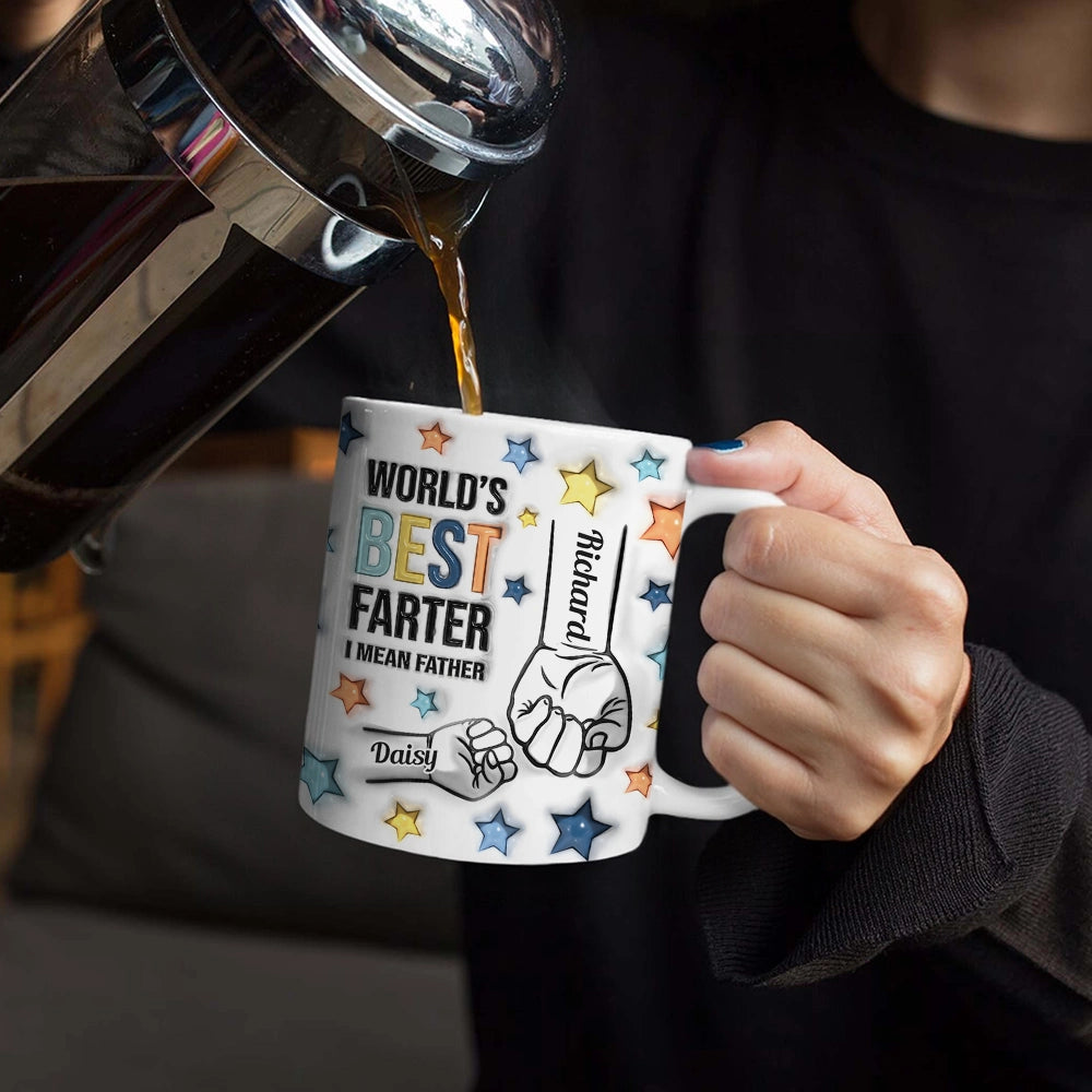 World's Best Farter, I Mean Father - Personalized 3D Inflated Effect Mug Mug PopCulturePrints