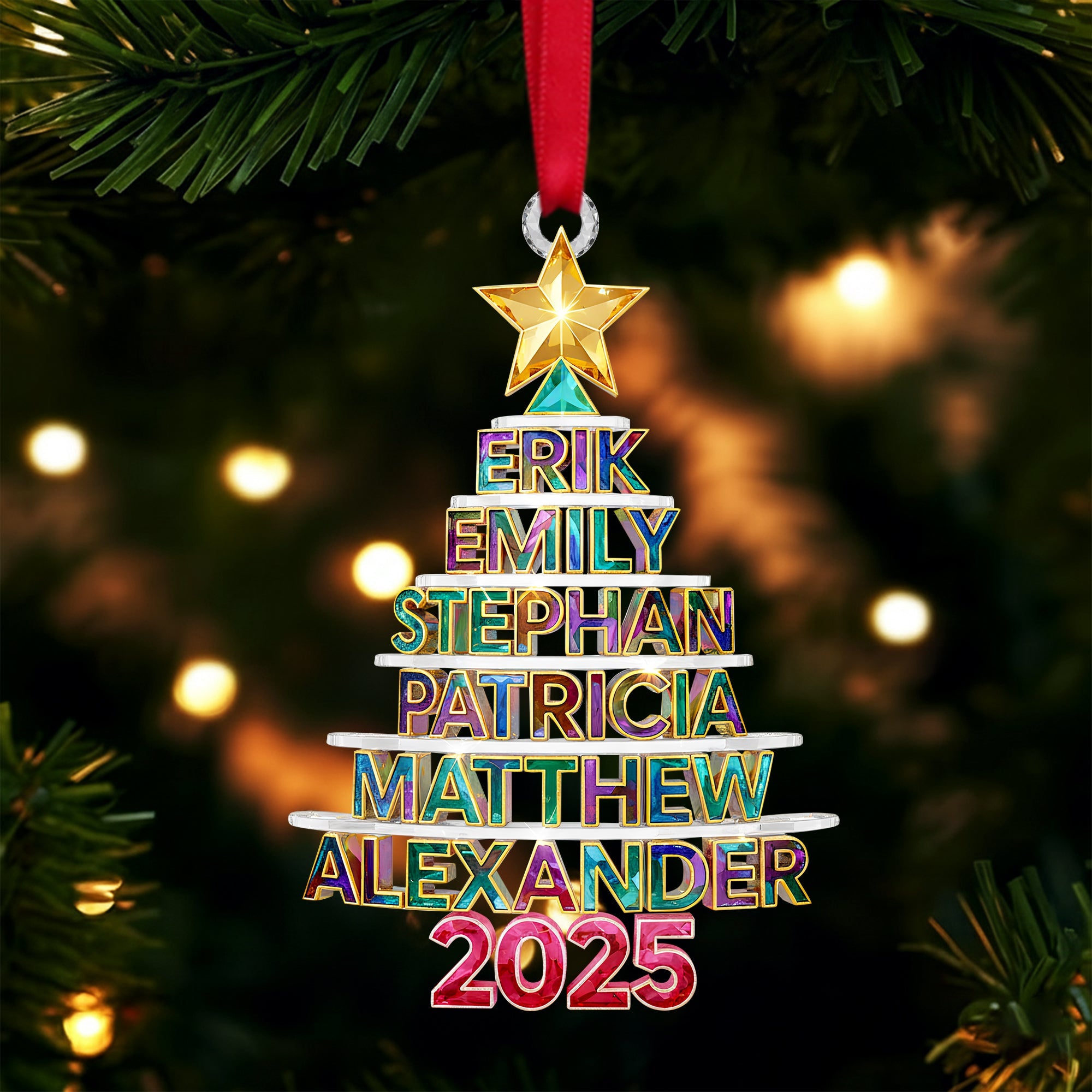 "Celebrate Family Togetherness with a Personal Touch" - Christmas Tree Family Name Ornament, Custom Personalized Gifts for Family and Friends Ornament PopCulturePrints